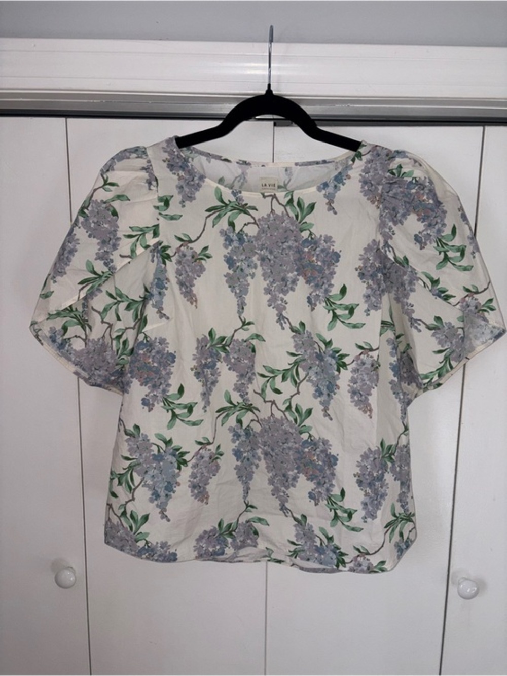La Vie Rebecca Taylor tulip Sleeved Wisteria Blouse Size XL